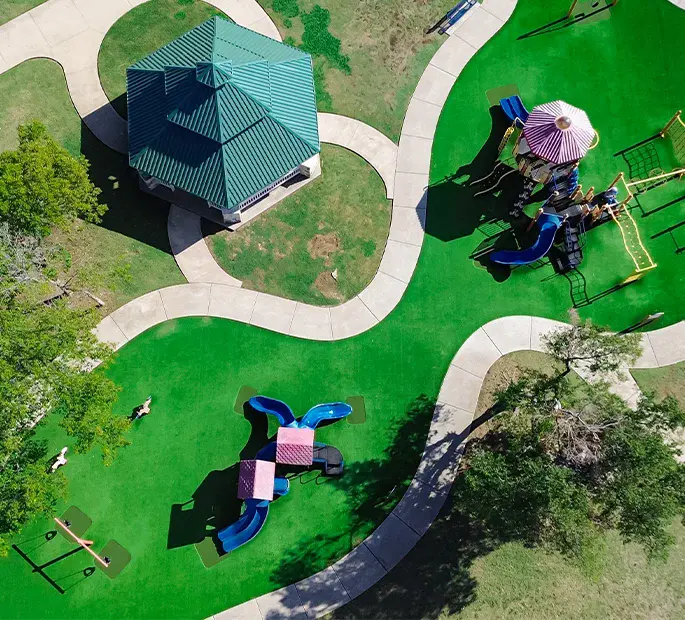 artificial turf installation in playground